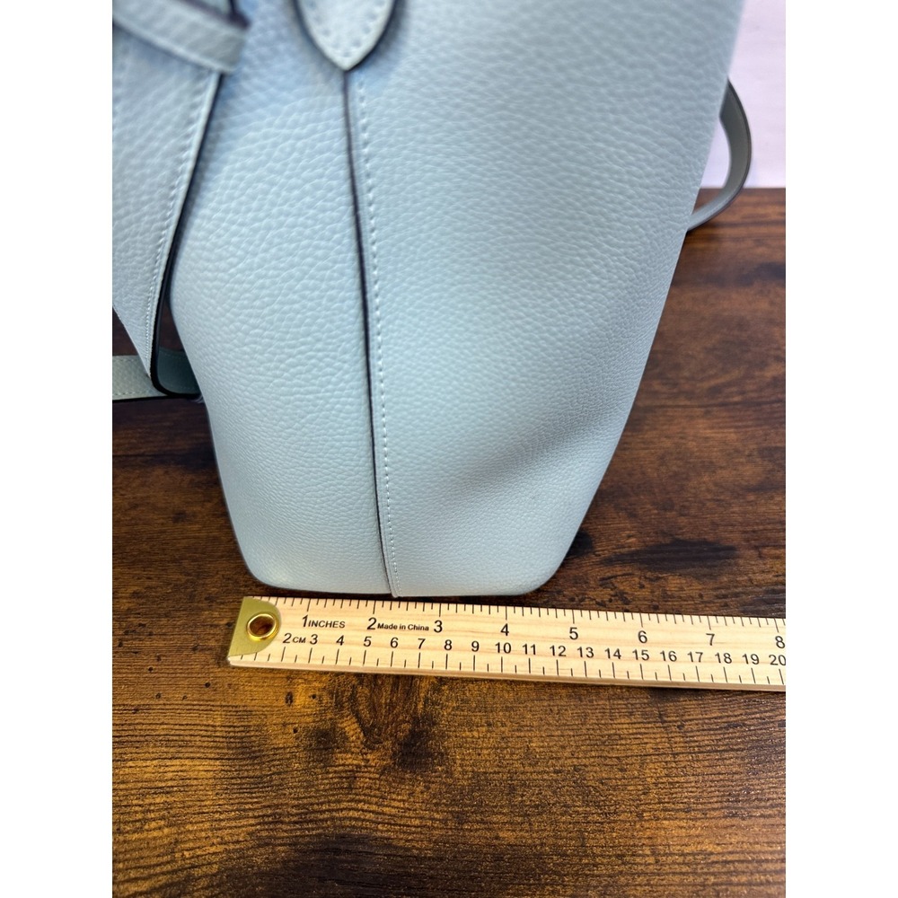 *Flawed Coach Town Bucket Bag 91122 Seafoam Blue Pebble Leather Crossbody Purse - Picture 3 of 16